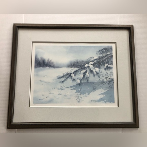 Vintage Other - Winter Landscape Framed Artwork Signed